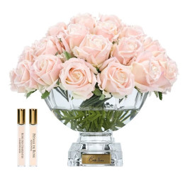 Perfumowane róże Champagne Pink w szklanym wazonie Côte Noire