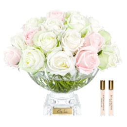 Perfumowane róże w szkle Côte Noire - Pink & Green & White