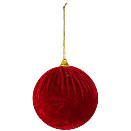 Bombka choinkowa welurowa czerwona 10 cm