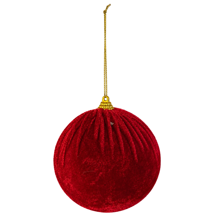 Bombka choinkowa welurowa czerwona 10 cm