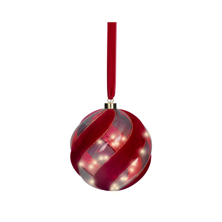 Podświetlana bombka świąteczna LED czerwona 19 cm