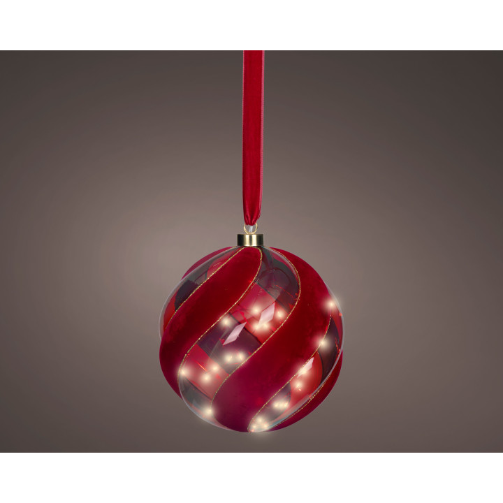 Podświetlana bombka świąteczna LED czerwona 19 cm