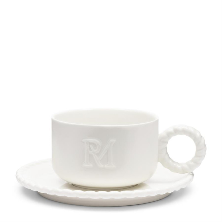 Filiżanka z talerzykiem Perle Blanche 232 ml Rivièra Maison