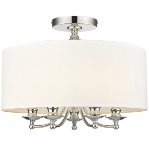 Srebrny plafon ABU DHABI biały abażur