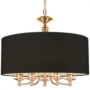 Złota lampa wisząca ABU DHABI czarny abażur