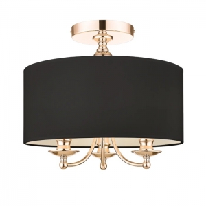 Złoty plafon ABU DHABI czarny abażur