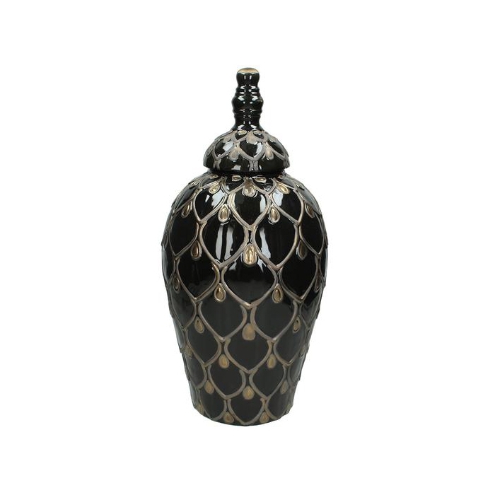 Amfora czarna ze złotym zdobieniem