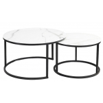 Czarna ława okrągła z białym blatem 80cm