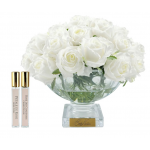 Bukiet białych róż w szklanym naczyniu Cote Noire