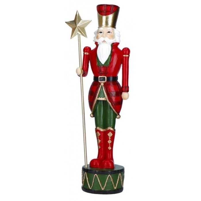 Figurka świąteczna Dziadek do Orzechów z gwiazdą, 26 cm