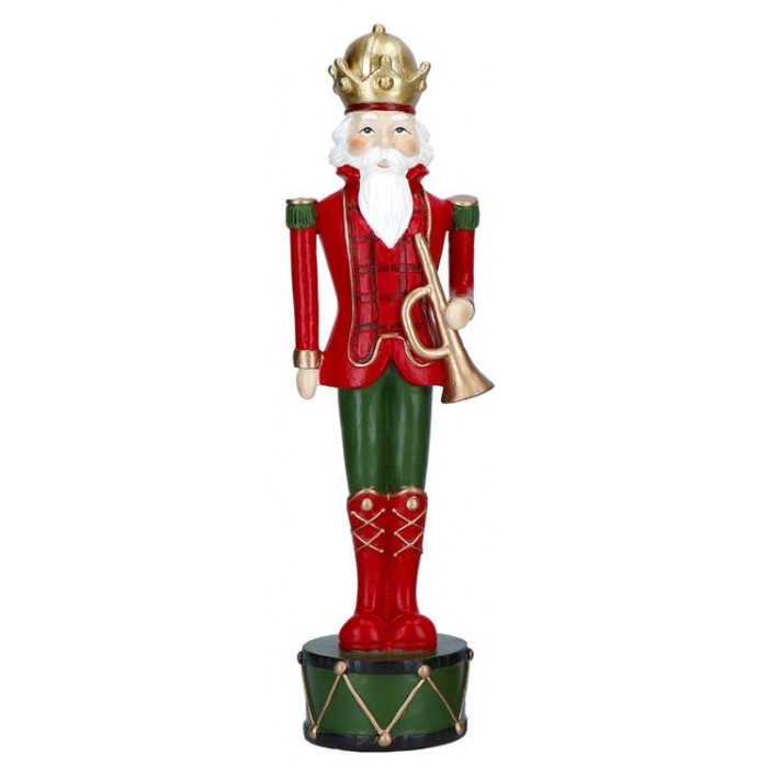 Figurka świąteczna Dziadek do Orzechów z trąbką, 26 cm