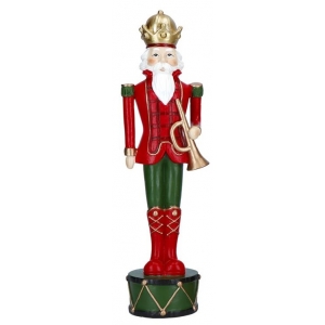 Figurka świąteczna Dziadek do Orzechów z trąbką, 26 cm
