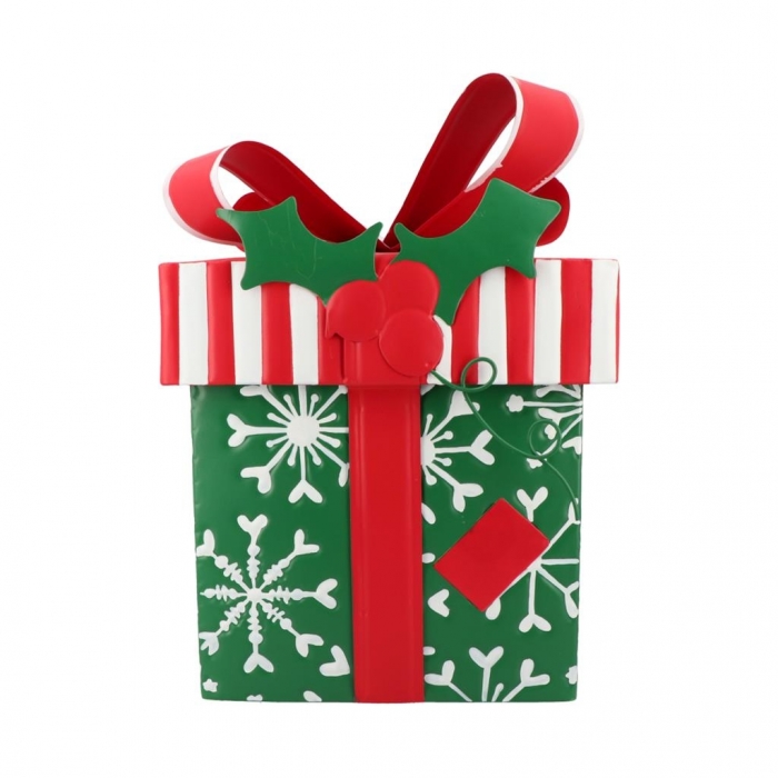 Duży metalowy prezent świąteczny