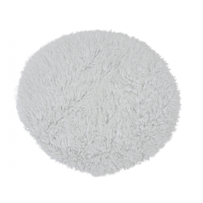 Okrągły, biały dywanik shaggy
