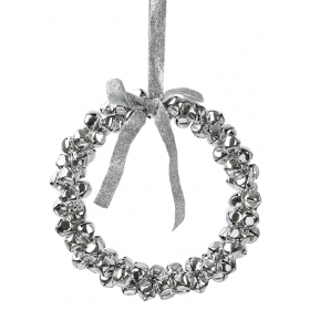 Świąteczny wianek z dzwoneczkami w srebrnym kolorze