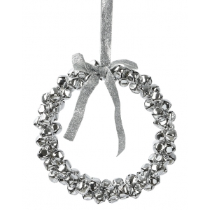 Świąteczny wianek z dzwoneczkami w srebrnym kolorze