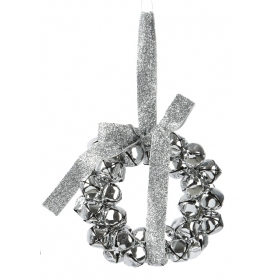 Świąteczny wianek z dzwoneczkami w srebrnym kolorze