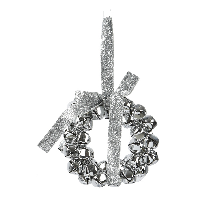 Świąteczny wianek z dzwoneczkami w srebrnym kolorze