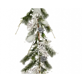 Świąteczna girlanda z białymi jagodami i szyszkami 180cm