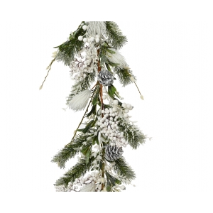 Świąteczna girlanda z białymi jagodami i szyszkami 180cm