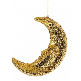 Złota dekoracja wisząca księżyc
