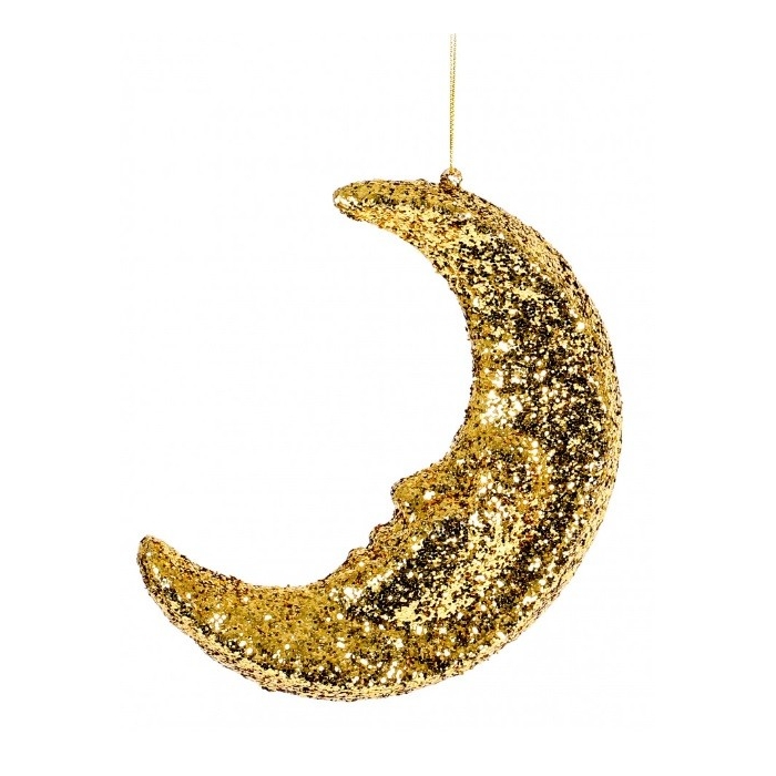 Złota dekoracja wisząca księżyc