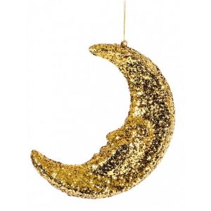 Złota dekoracja wisząca księżyc