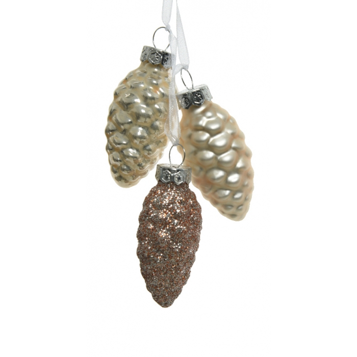 copy of Zestaw Bombek Szklanych w Kształcie Szyszek – Różowe i Brokatowe Ozdoby
