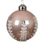 Szklana bombka z ornamentem i brokatem – Różowy połysk