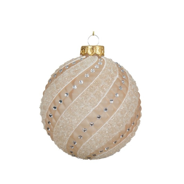 Szklana bombka w odcieniu beżu z cyrkoniami – Luksusowe wykończenie