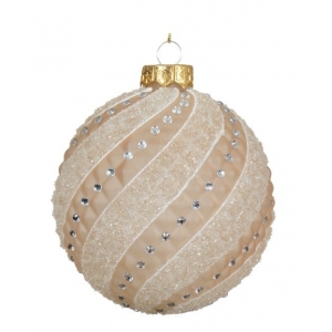 Szklana bombka w odcieniu beżu z cyrkoniami – Luksusowe wykończenie