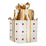 Dekoracja w kształcie Prezentu - Złoto-Biała