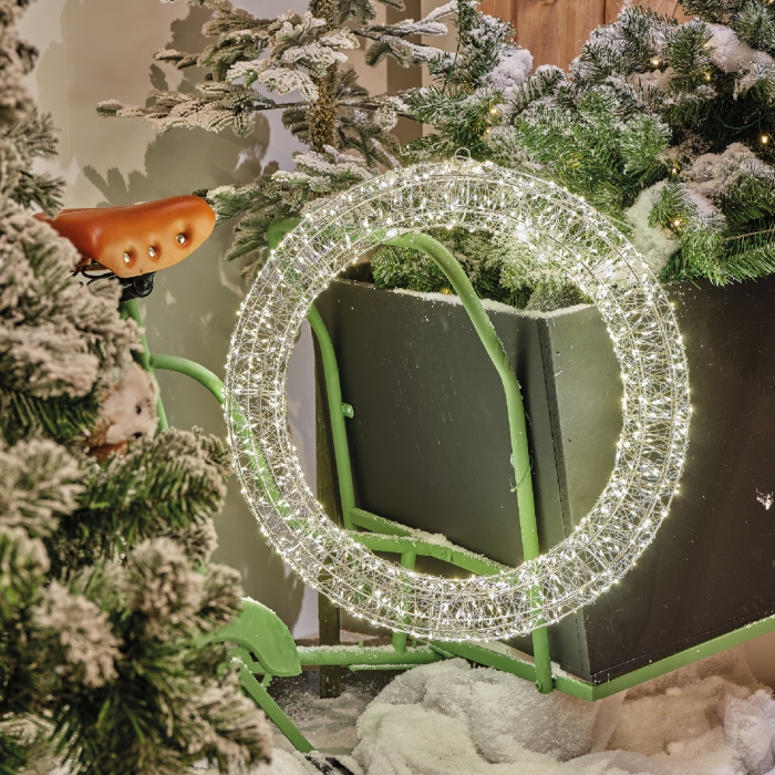 Metalowa dekoracja świetlna "Wianek" - 720 LED, ciepła biel