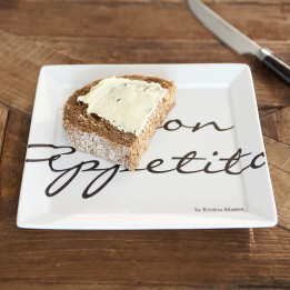 Porcelanowy talerz kwadratowy Buon Appetito Rivièra Maison 18 × 18 cm