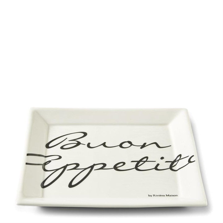 Porcelanowy talerz kwadratowy Buon Appetito Rivièra Maison 22 × 22 cm